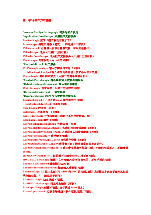 安卓2.2系统软件对照