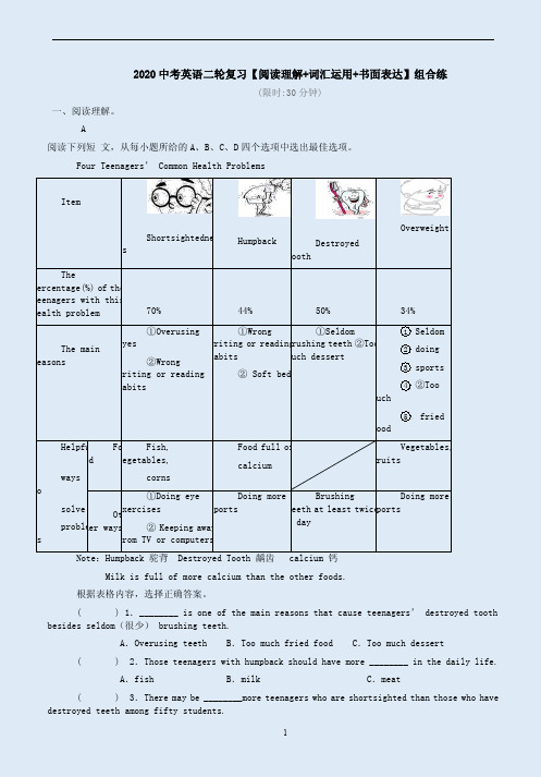 外研版2020中考英语二轮复习【阅读理解+词汇运用+书面表达】组合练2附答案详析