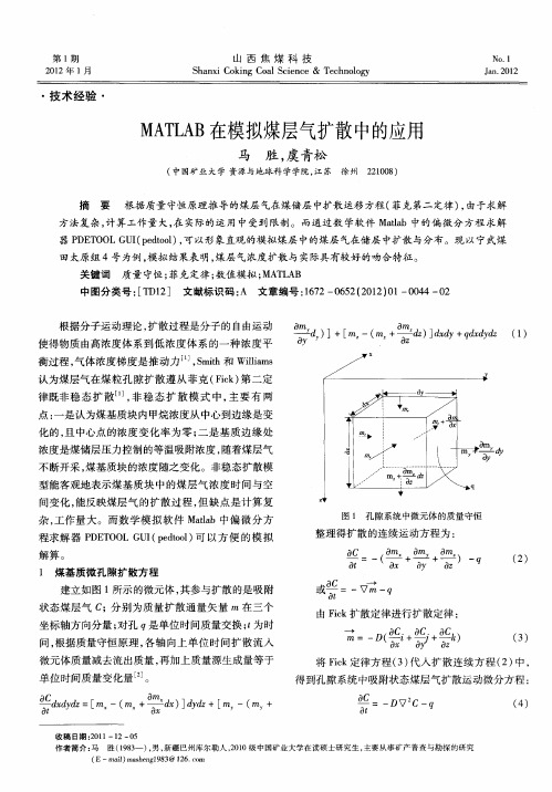 MATLAB在模拟煤层气扩散中的应用