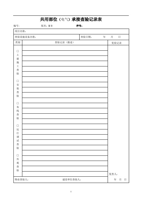 共用部位(电气)承接查验记录表