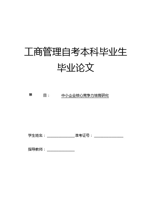 工商管理专业毕业论文中小企业核心竞争力培育研究