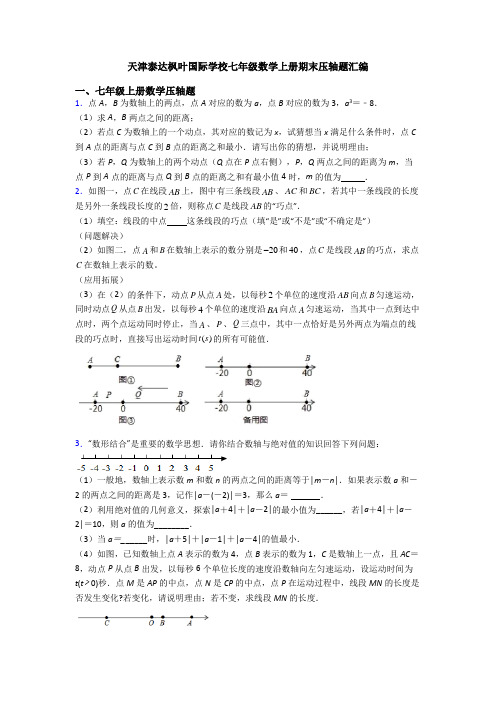 天津泰达枫叶国际学校七年级数学上册期末压轴题汇编