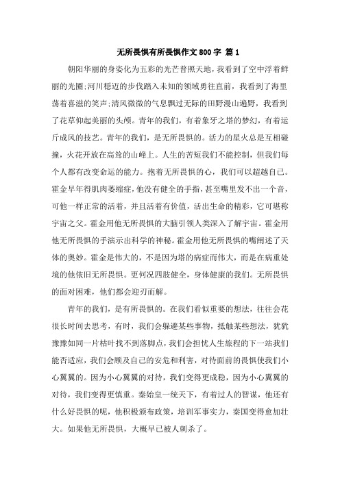 无所畏惧有所畏惧作文800字议论文【精选六篇】