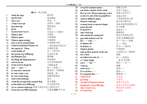 牛津9B Unit 1 词组