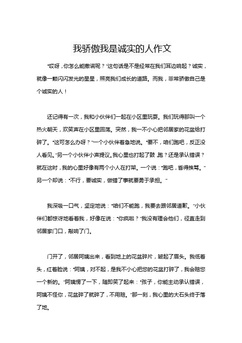 我骄傲我是诚实的人作文