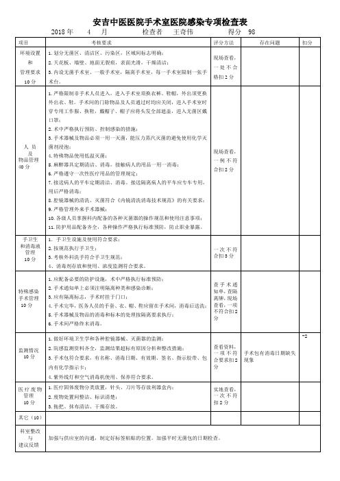 4.手术室院感月质控表