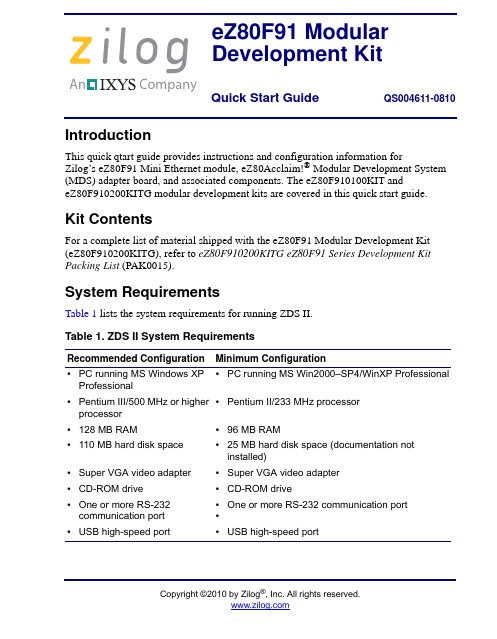 zilog eZ80F91 Mini Ethernet Module Quick Start Gui