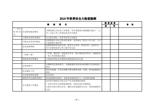 电力行业秋季安全大检查提纲