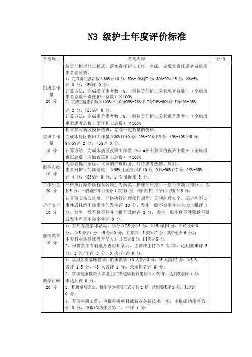 N3 级护士年度评价标准