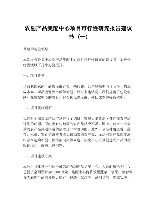 农副产品集配中心项目可行性研究报告建议书 (一)