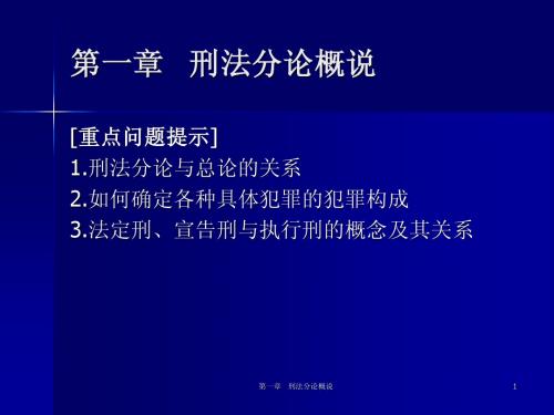 刑法分论 第一章   刑法分论概说