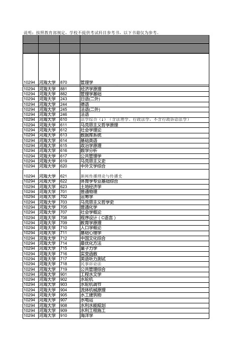 河海大学参考书目