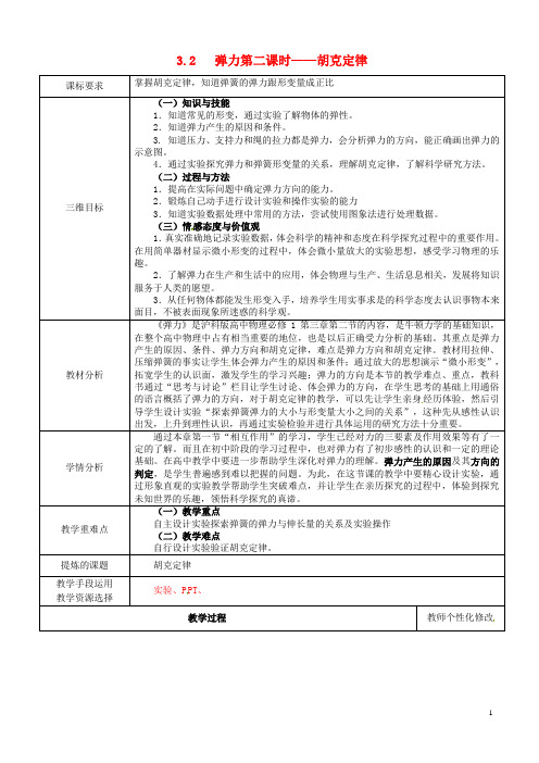 陕西省安康市石泉县高中物理第3章力与相互作用3.2弹力—胡克定律教案沪科版必修1