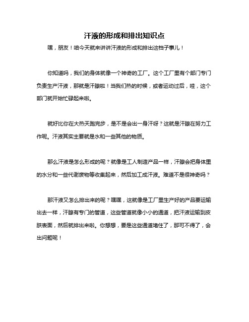 汗液的形成和排出知识点