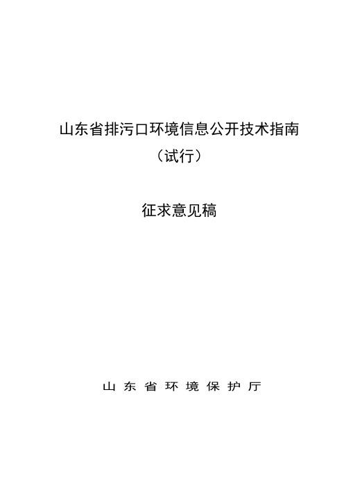 山东排污口环境信息公开技术指南