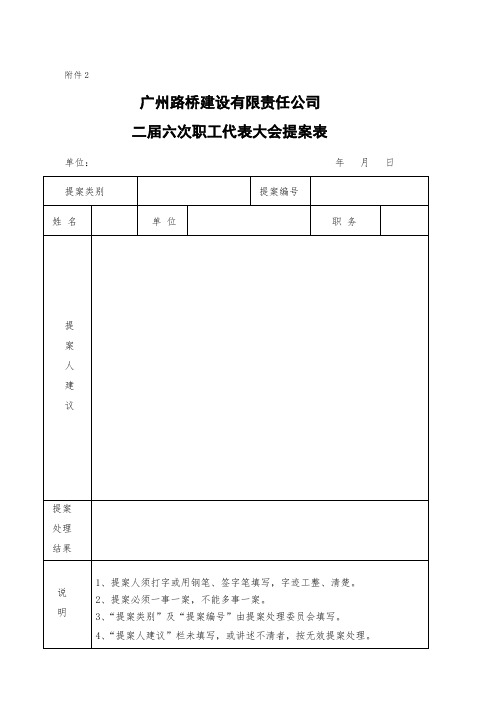 公司职工代表大会提案表稿件.doc