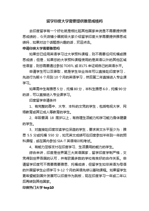 留学印度大学需要提供雅思成绩吗