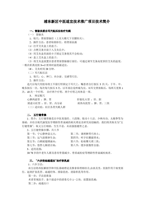 浦东新区中医适宜技术推广项目技术简介