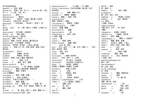 学士学位英语单词一览表