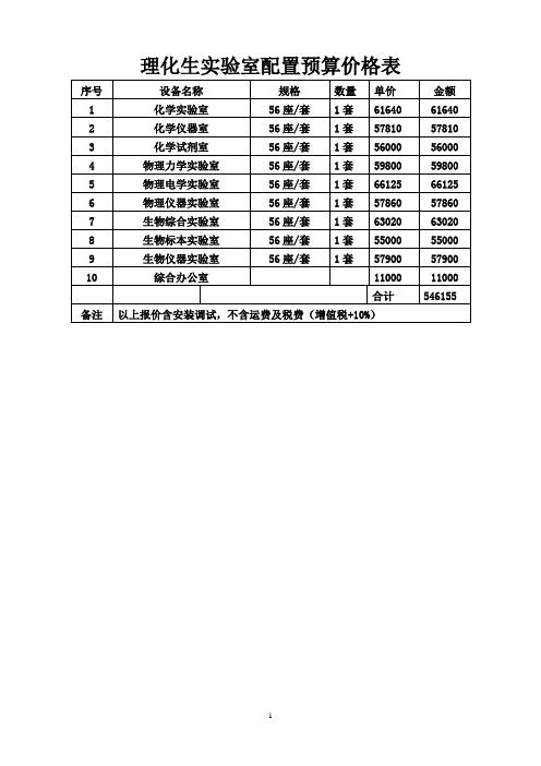 理化生方案(56座)(招标预算价格参数)报价单01