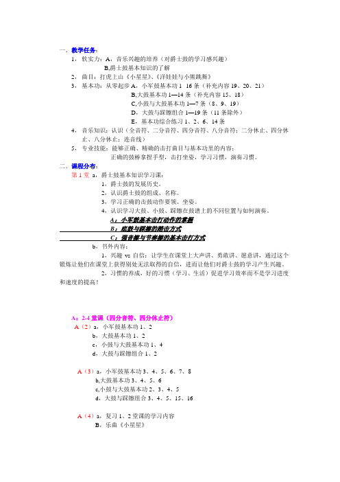 爵士鼓启蒙班12堂课教学计划