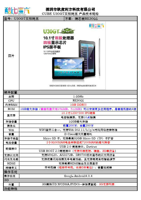 U30GT双核豌豆 产品技术规格