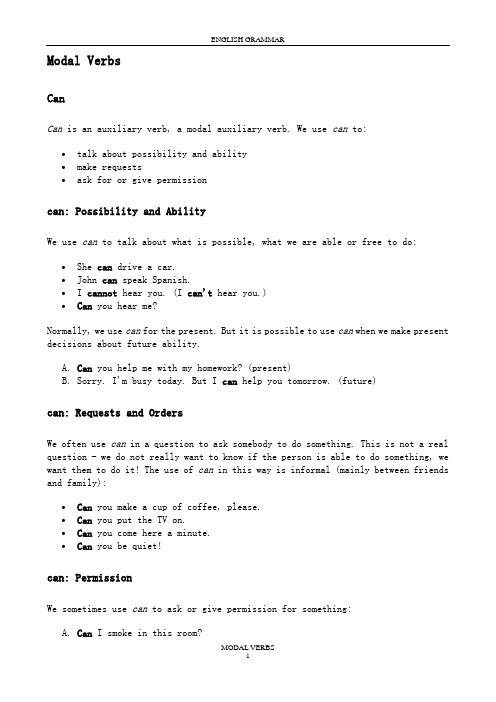 Modal Verbs 情态动词