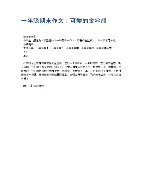 一年级期末作文:可爱的金丝熊