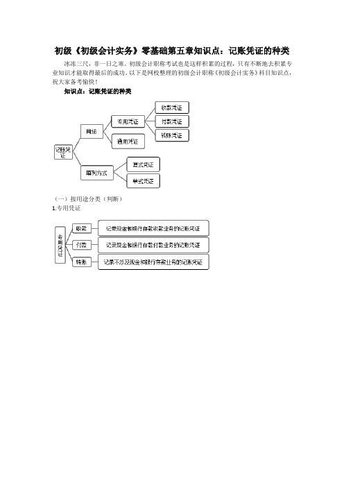 初级《初级会计实务》零基础第五章知识点：记账凭证的种类