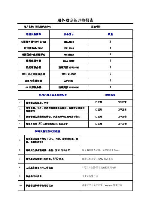 服务器设备巡检报告