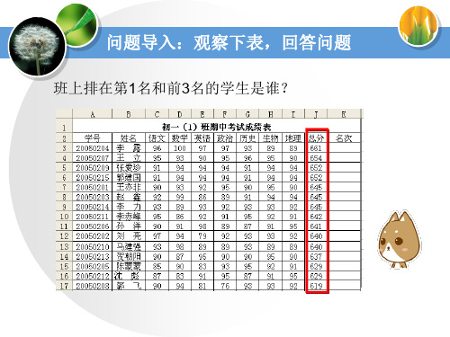 人教版初中七年级上册信息技术：四、简单的数据处理