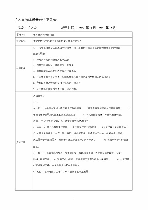 手术室消毒隔离持续质量改进PDCA课件.doc