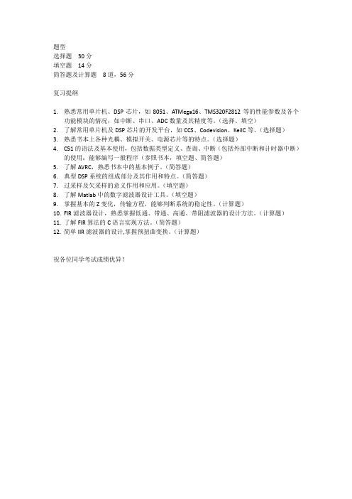 数字信号处理与DSP器件复习提纲