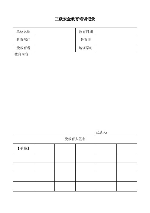 三级安全教育培训记录(公司、项目部)