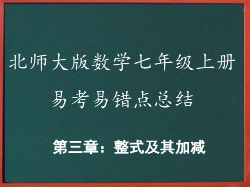 北师大版七年级上册数学总复习之第三章整式及其加减