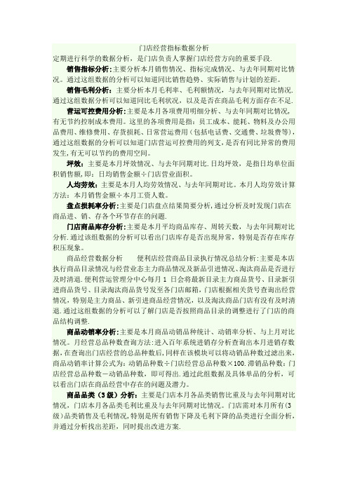 门店经营指标数据分析