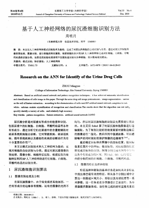 基于人工神经网络的尿沉渣细胞识别方法