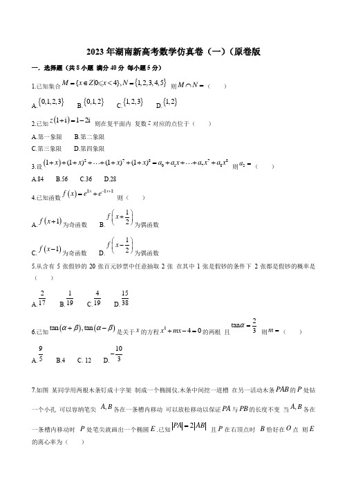 2023年湖南新高考数学仿真卷(一)(原卷版)