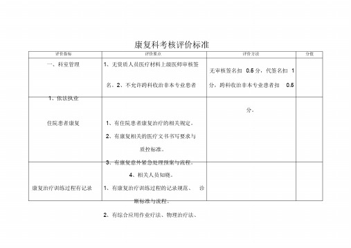 康复科考核评价标准