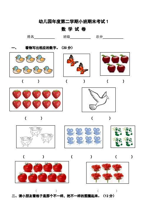 幼儿园大中班试卷大全9套