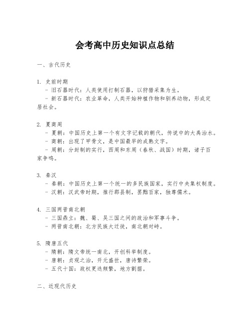 会考高中历史知识点总结