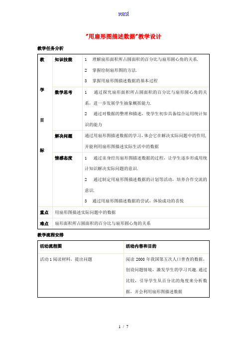 八年级数学 用扇形图描述数据教学设计 新人教版