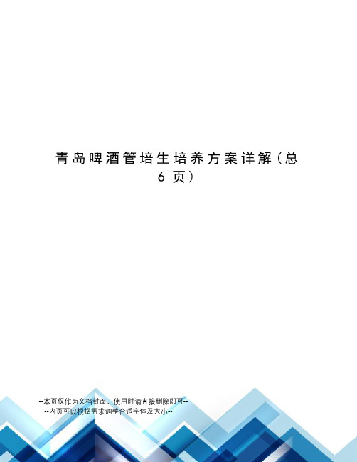 青岛啤酒管培生培养方案详解