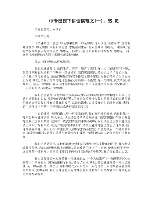 中专国旗下讲话稿