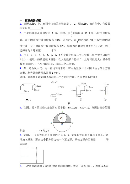 20XX【word直接打印】小学六年级奥数题及答案(可直接打印)