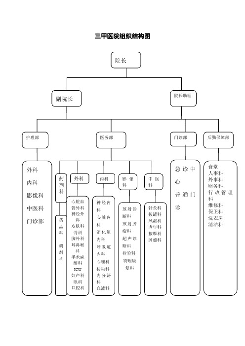 三甲医院组织结构图