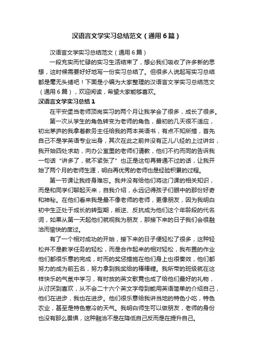 汉语言文学实习总结范文（通用6篇）