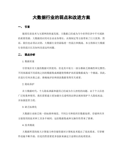 大数据行业的弱点和改进方案