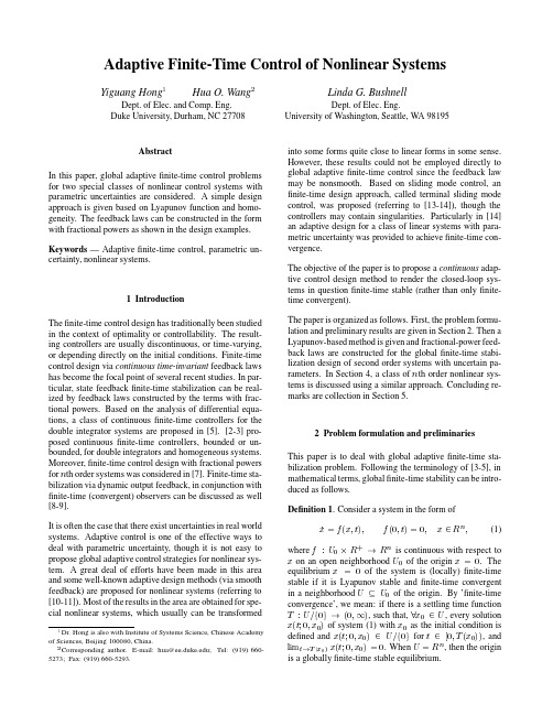 Adaptive Finite-Time Control of Nonlinear Systems