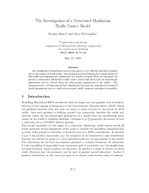 The investigation of a structured Markovian Traffic Source Model